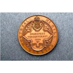 Copper Medal McGill College Obverse Montréal Shakespeare Tercentenary 1864