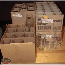 FOUR CASES OF NEW ASSORTED GLASSWARE