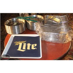 ASSORTED LOT OF INSERTS, BAR MATS, STAINLESS
