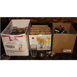 2 BOXES OF ASSORTED GLASSWARE & 1 BOX OF