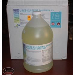 FOUR 4L BOTTLES OF LIQUID CHLORINE SANITIZER 6%