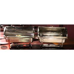 2 STAINLESS STEEL ROLL TOP CHAFING DISHES