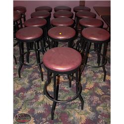 LOT OF 13 PADDED BURGUNDY BAR STOOL