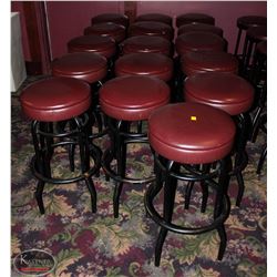 LOT OF 16 PADDED BURGUNDY BAR STOOL