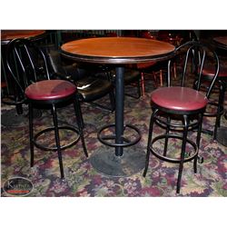 BAR HIGHT TABLE WITH 2 SWIVEL HIGH BACK BAR STOOL