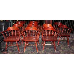 LOT OF 10 WOOD ARMCHAIRS