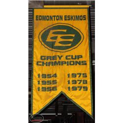 EDMONTON ESKIMOS GREY CUP CHAMPIONS YELLOW BANNER
