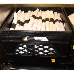 FULL CRATE OF SILVERWARE WARPED IN NAPKINS