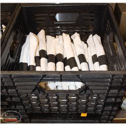 HALF FULL CRATE OF SILVERWARE WARPED IN NAPKINS