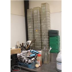 LOT OF 4QT DRY INGREDIENT BINS & KITCHEN UTENSILS