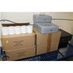 4 BOXES OF DEBIT PAPER ROLLERS & 5 CASES BOXES