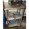 Image 1 : STAINLESS STEEL WORK TABLE W/ 2 UNDER SHELFS.