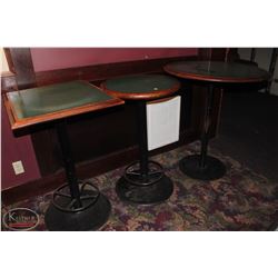LOT OF 3 ASSORTED BAR HIGHT TABLES