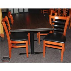 RECTANGULAR WOOD TABLE W/ 4 PADDED WOOD CHAIRS