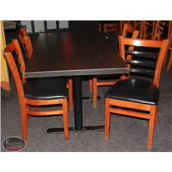 RECTANGULAR WOOD TABLE W/ 4 PADDED WOOD CHAIRS