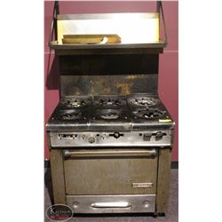 GARLAND 6 BURNER STOVE W/ OVEN & OVER SHELF