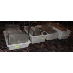 ASSORTED LOT INCL. 6 WHITE TOTES, PLASTIC & STEEL