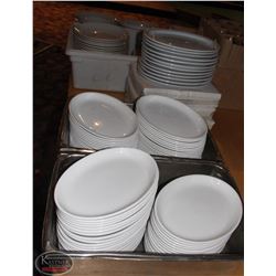 LARGE LOT OF ASSORTED WHITE DISHWARE INCL. PLATES