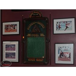 4 TRACK & FIELD PICTURE & 1 POOL CHALK SCORE BOARD