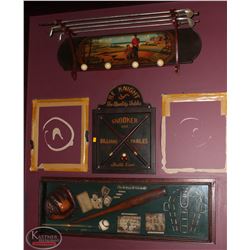 HISTORY OF BASEBALL SHADOW BOX & 1 POOL PLAQUE &