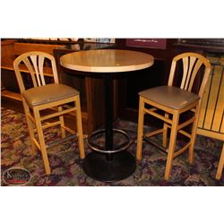 30" LIGHT OAK ROUND BAR HEIGHT TABLE W/ 2 LIGHT