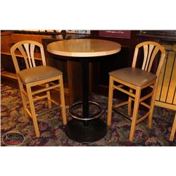 30" LIGHT OAK ROUND BAR HEIGHT TABLE W/ 2 LIGHT