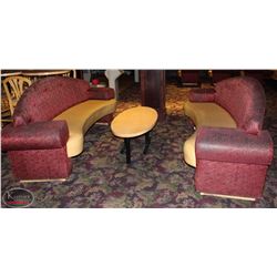 2 COUCHES & OVAL COFFEE TABLE