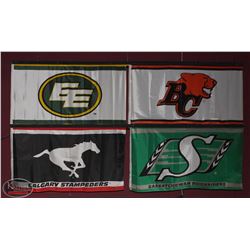 LOT OF 4 CFL WESTERN CONFERENCE BANNERS