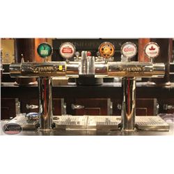 LOT OF TWO 3 TAP BEER TOWERS W/ INTEGRATED GLASS