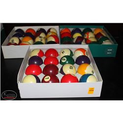 3 SETS OF POOL BALLS