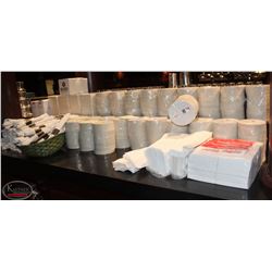LOT OF NEW COASTERS, COFFEE STIRRER, NAPKINS,