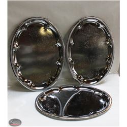 NEW OVAL TRAY 18" PLATED STEEL - LOT OF 3