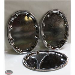 NEW OVAL TRAY 18" PLATED STEEL - LOT OF 3