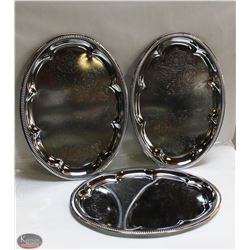 NEW OVAL TRAY 18" PLATED STEEL - LOT OF 3