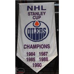 EDMONTON OILERS STANLEY CUP CHAMPIONS WHITE BANNER