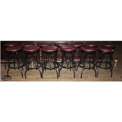 LOT OF 13 BLACK RIM PADDED BAR STOOLS