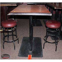 RECTANGULAR WOOD BAR HIGHT TABLE W/ 2 PADDED