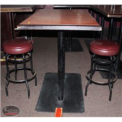 RECTANGULAR WOOD BAR HIGHT TABLE W/ 2 PADDED