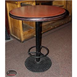 ROUND WOOD TOP BAR HIGHT TABLE W/ FOOTRAIL
