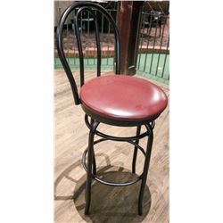 PADDED SWIVEL HIGH BACK BAR STOOL.