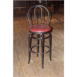 PADDED SWIVEL HIGH BACK BAR STOOL.