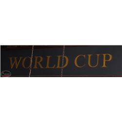GOLD PAINTED WOODEN LETTERS "WORLD CUP"