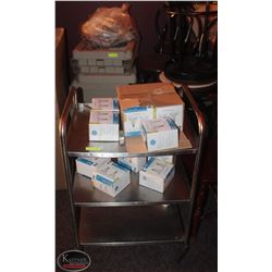 3 TIER STAINLESS STEEL CART SOLD W/ LIGHT BULBS &