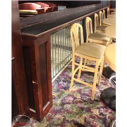16 FOOT TRIPLE PEDESTAL WOOD STAND-UP BAR TABLE