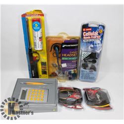 BAG OF CELL PHONE HEADSETS, REFILLABLE LIGHTER