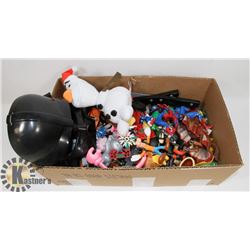 BOX W/TOY FIGURINES INCL. SUPER HEROES,