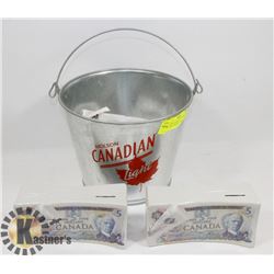 MOLSON CANADIAN ICE BUCKET & 2 VINTAGE CERAMIC