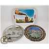 Image 1 : BUNDLE OF THREE COLLECTOR METAL SERVING TRAYS