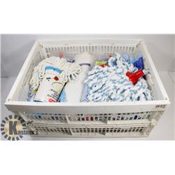 PLASTIC CRATE OF ASSORTED MOP HEADS
