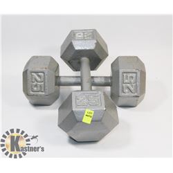 TWO 25LB DUMBBELLS